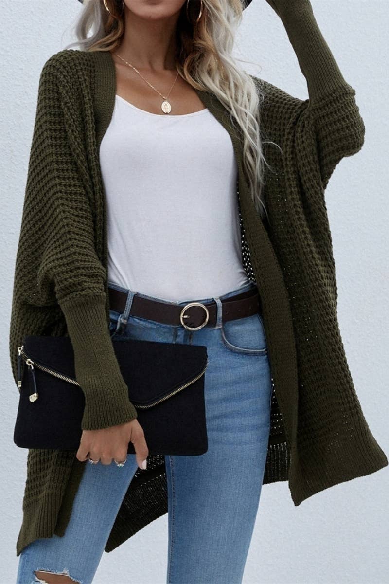 CWOCAL372 Oversized Open Front Casual Cardigan Sweater