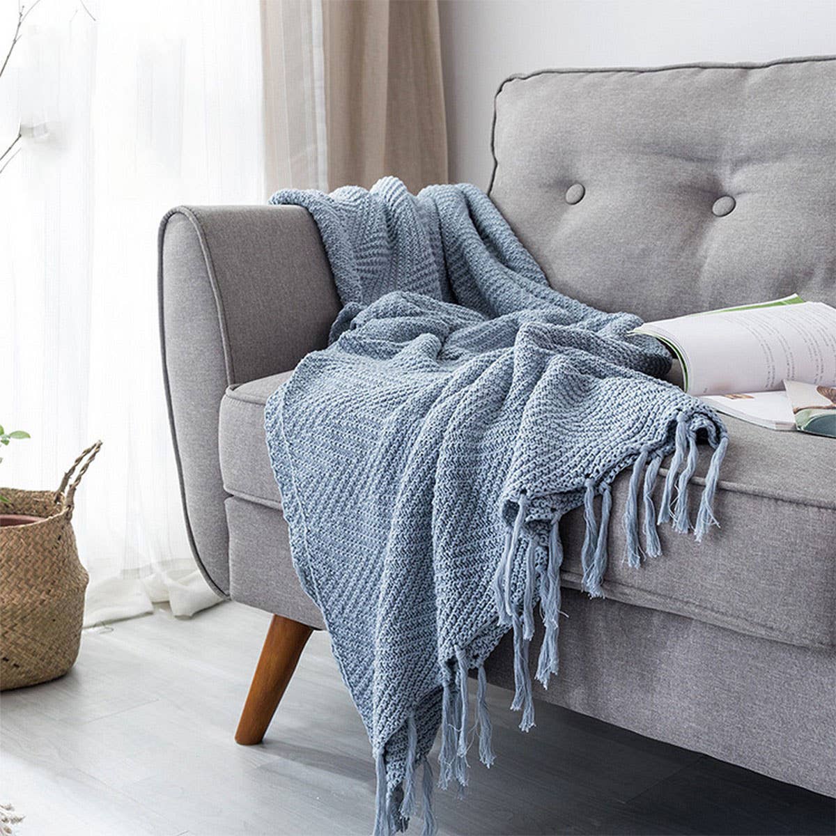 NEW Z-PATTERN SIMPLE COTTON KNITTED THROW BLANKET_CWMM2370
