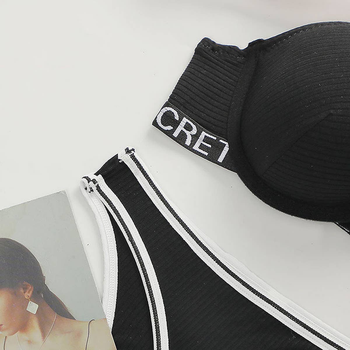 FASHION GATHERED ADJUSTABLE UNDERWEAR SET_CWMU0126