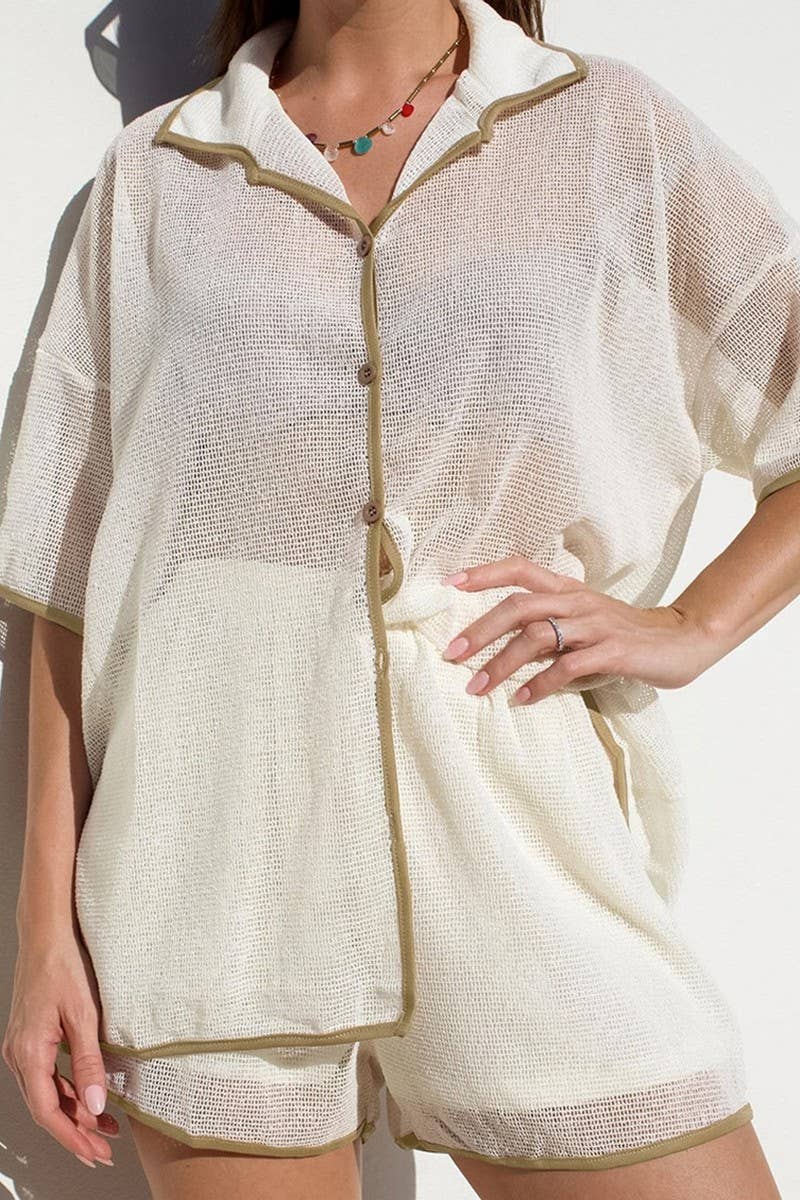 CWSTB347_SOLID COLOR SEE-THROUGH LAPEL CASUAL SUIT