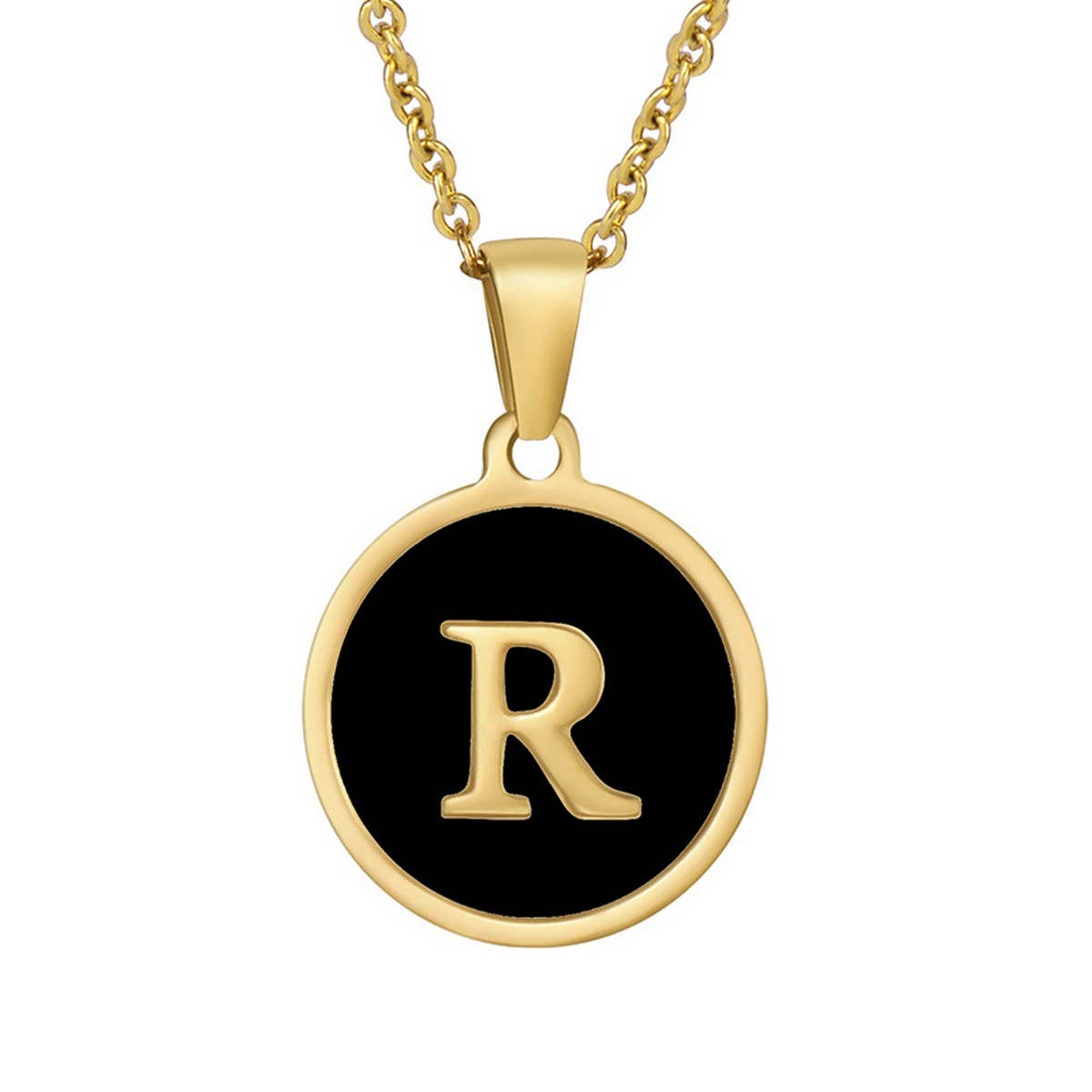 CIRCULAR SHELL ENGLISH LETTER PENDANT NECKLACE