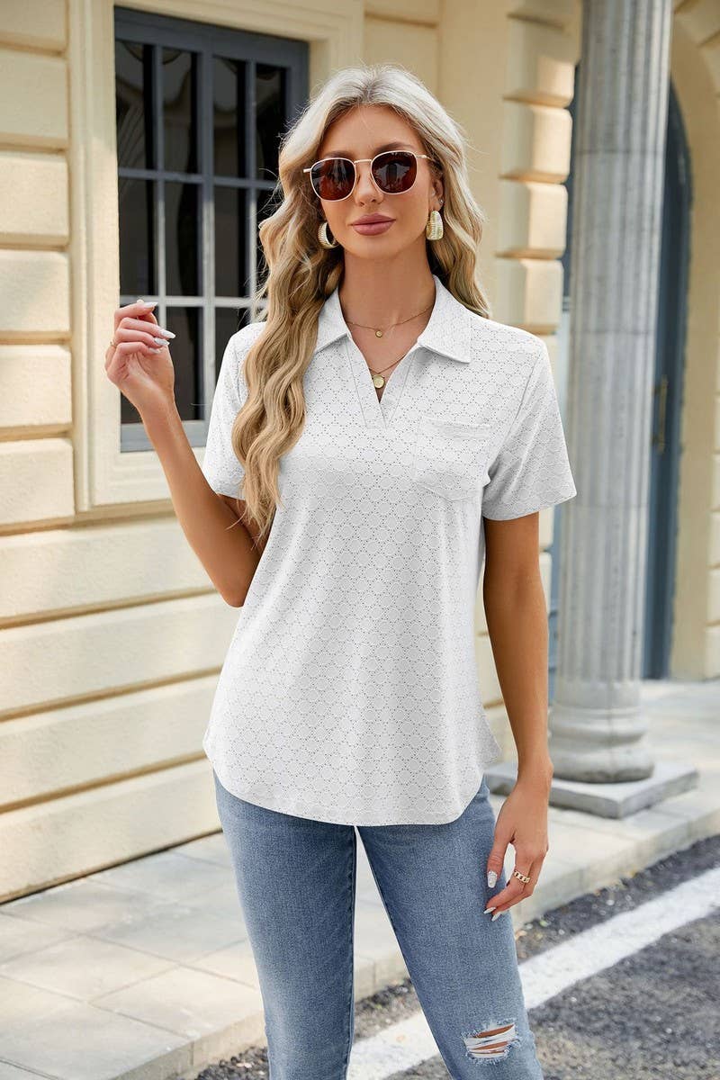 CWTTS0817_V-Neck Short Sleeve Knit Top