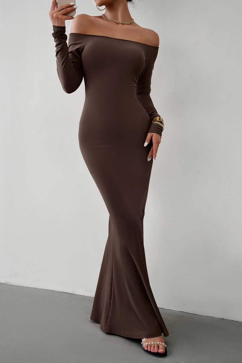 CWDMD0747_OFF SHOULDER LONG SLEEVE EVENING DRESS