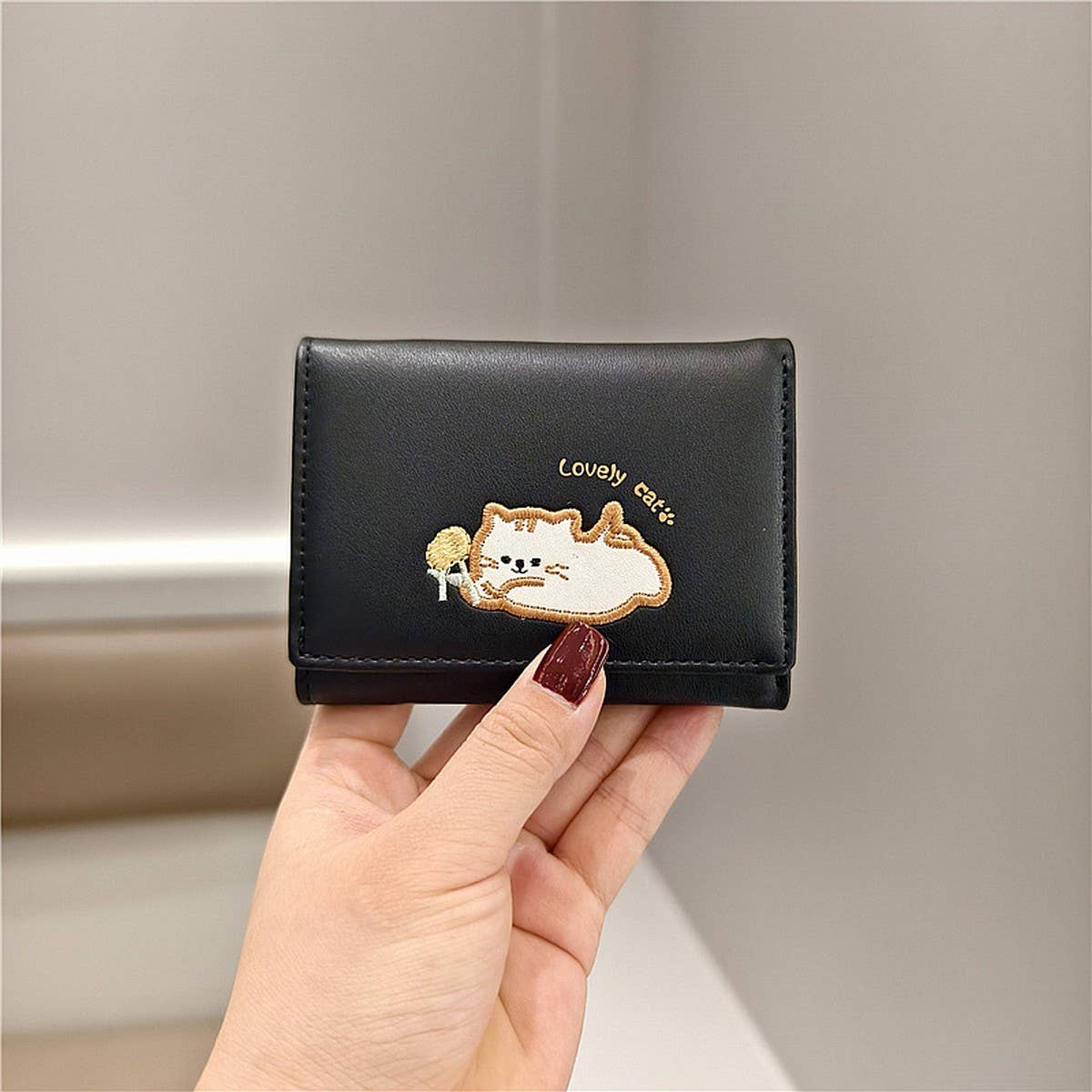 CARTOON CUTE CAT EMBROIDERY MINI WALLET_CWAB2624
