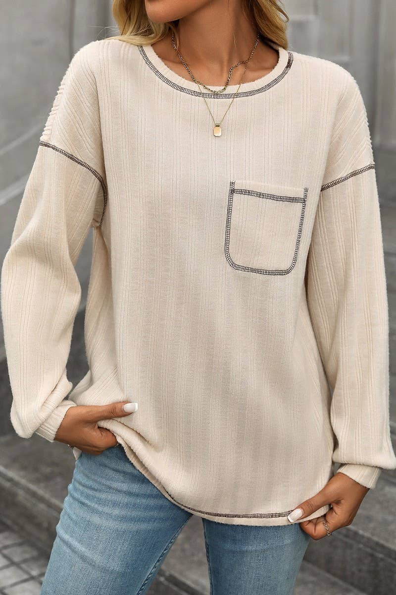 CWOSWL6851_SOLID COLOR ROUND NECK CASUAL LOOSE T-SHIRT