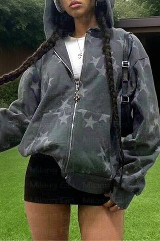 CWOCO1276_CASUAL FASHION CARDIGAN HOODED COUPLE SWEATSHIRT