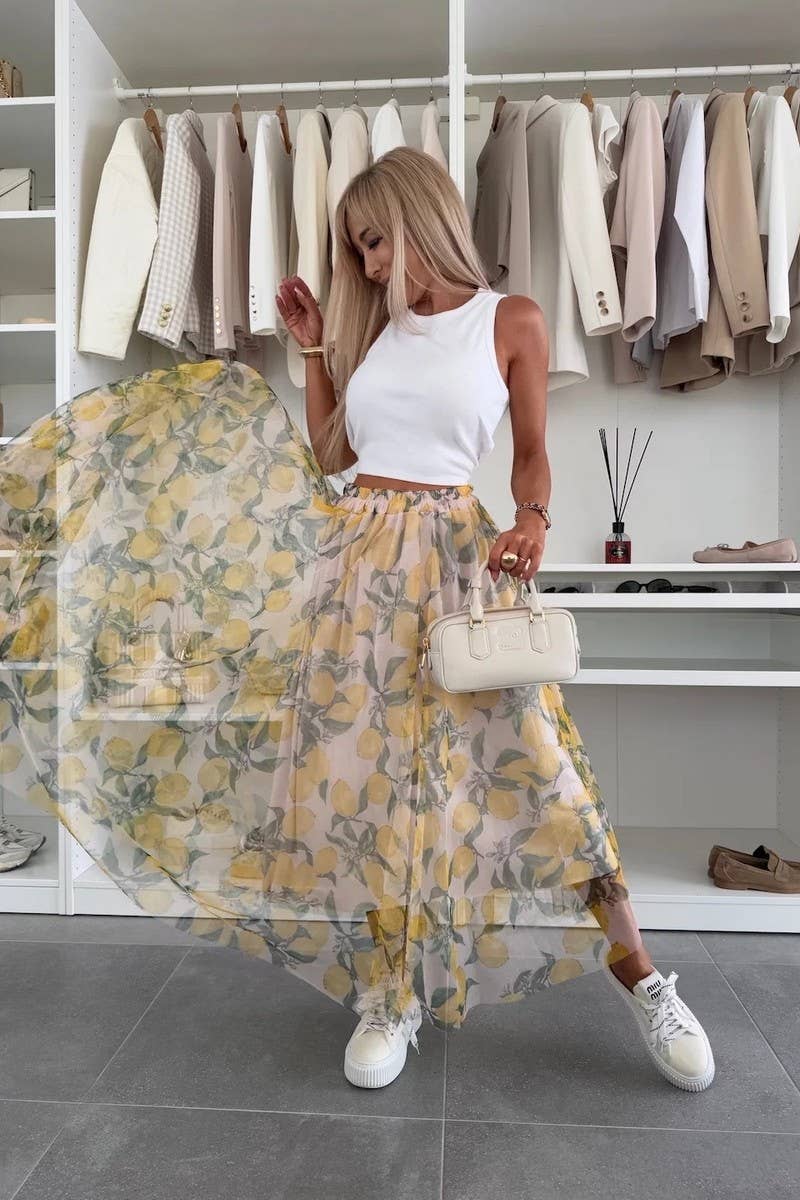 CWBLS0565_NEW PRINT ELASTIC WAIST WIDE SWING SKIRT