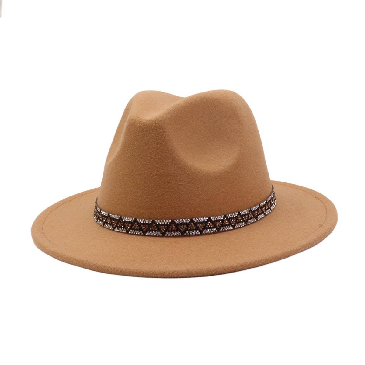 Men & Women Retro Wool Blend Fedora Hat _CWAH04393