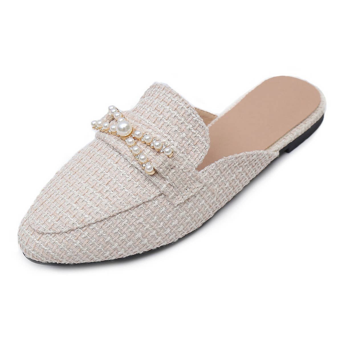 FASHION CASUAL PEARL FLAT BOTTOM MULES_CWSHF0039