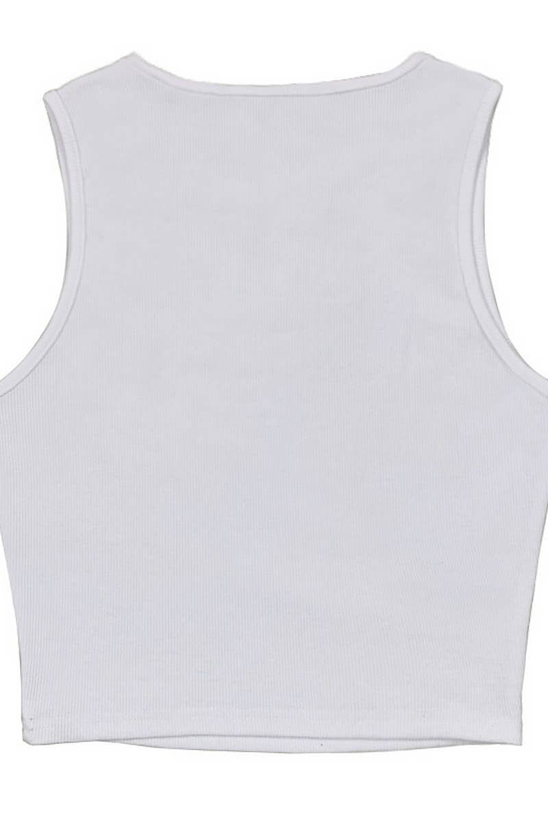 CWTTK0816_SOLID COLOR HOLLOW CHEST SHORT VEST