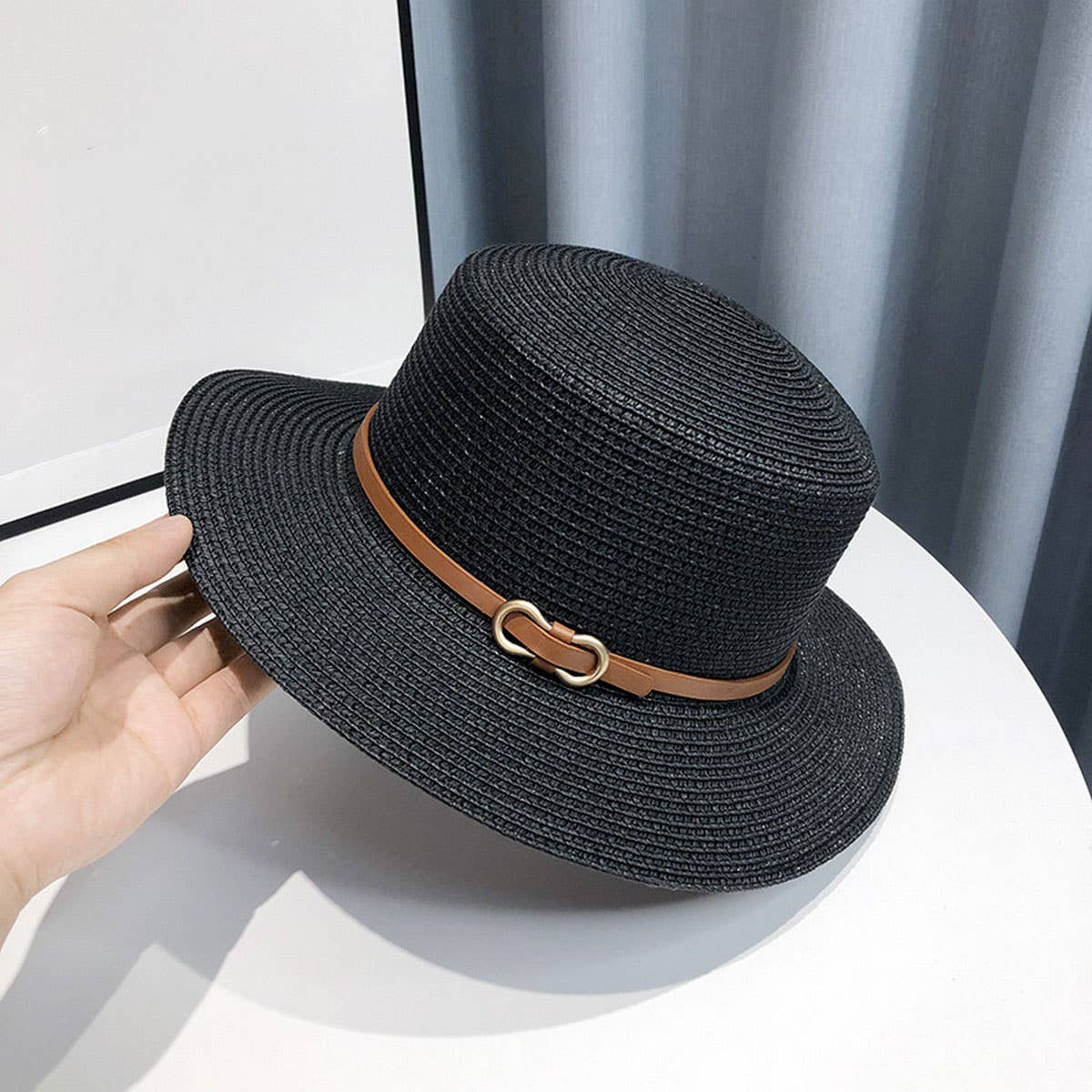 Summer beach elegant sun protection straw hat_CWAH3415