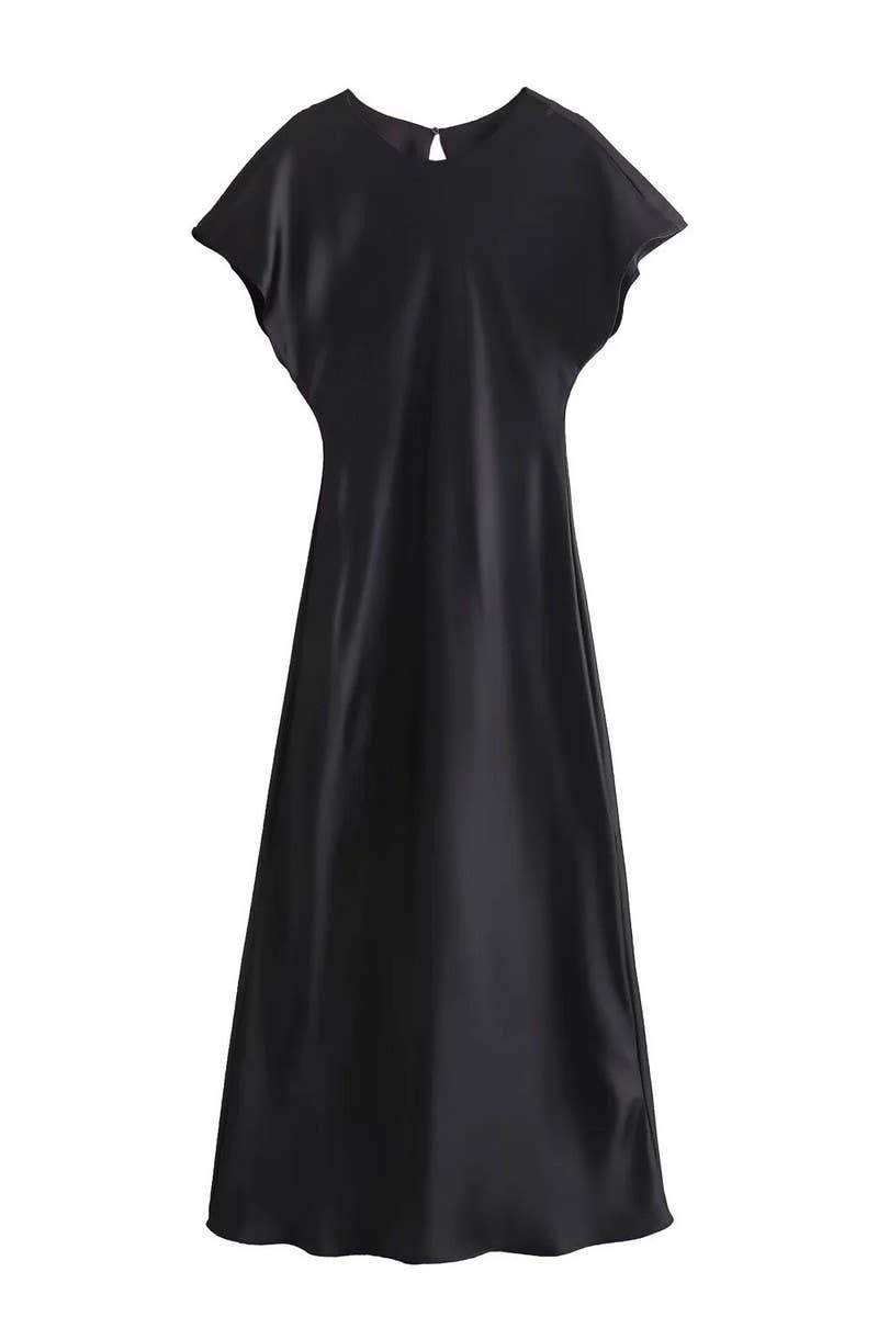 CWDMD4182_SATIN SLEEVELESS LONG MIDI DRESS