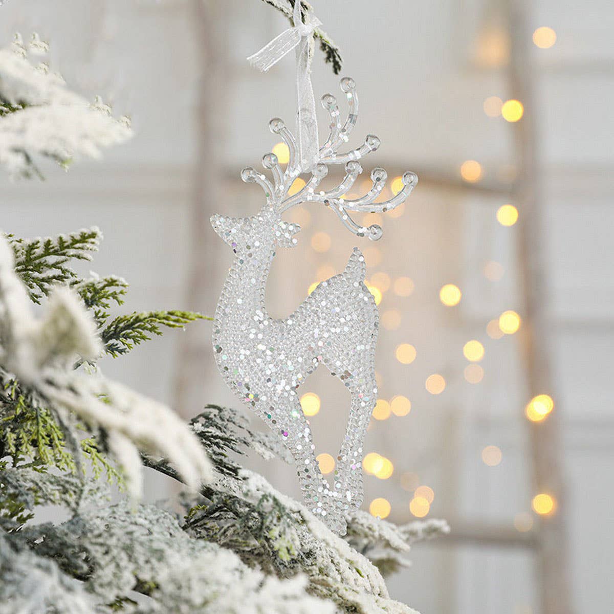 Transparent Xmas Tree Snowflake Reindeer Ornament