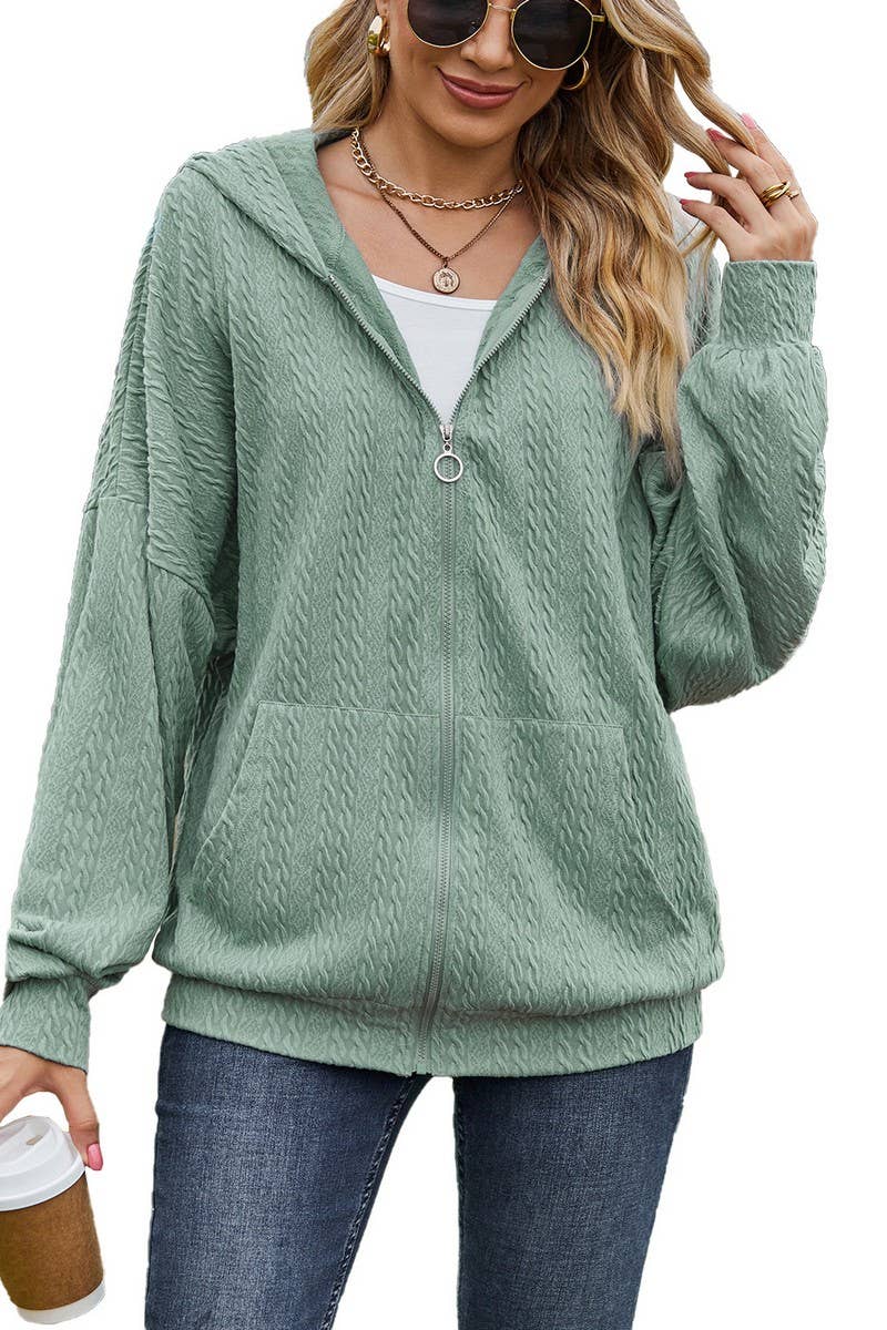 CWOCO0885_SOLID COLOR POCKET LOOSE HOODED SWEATSHIRT COAT