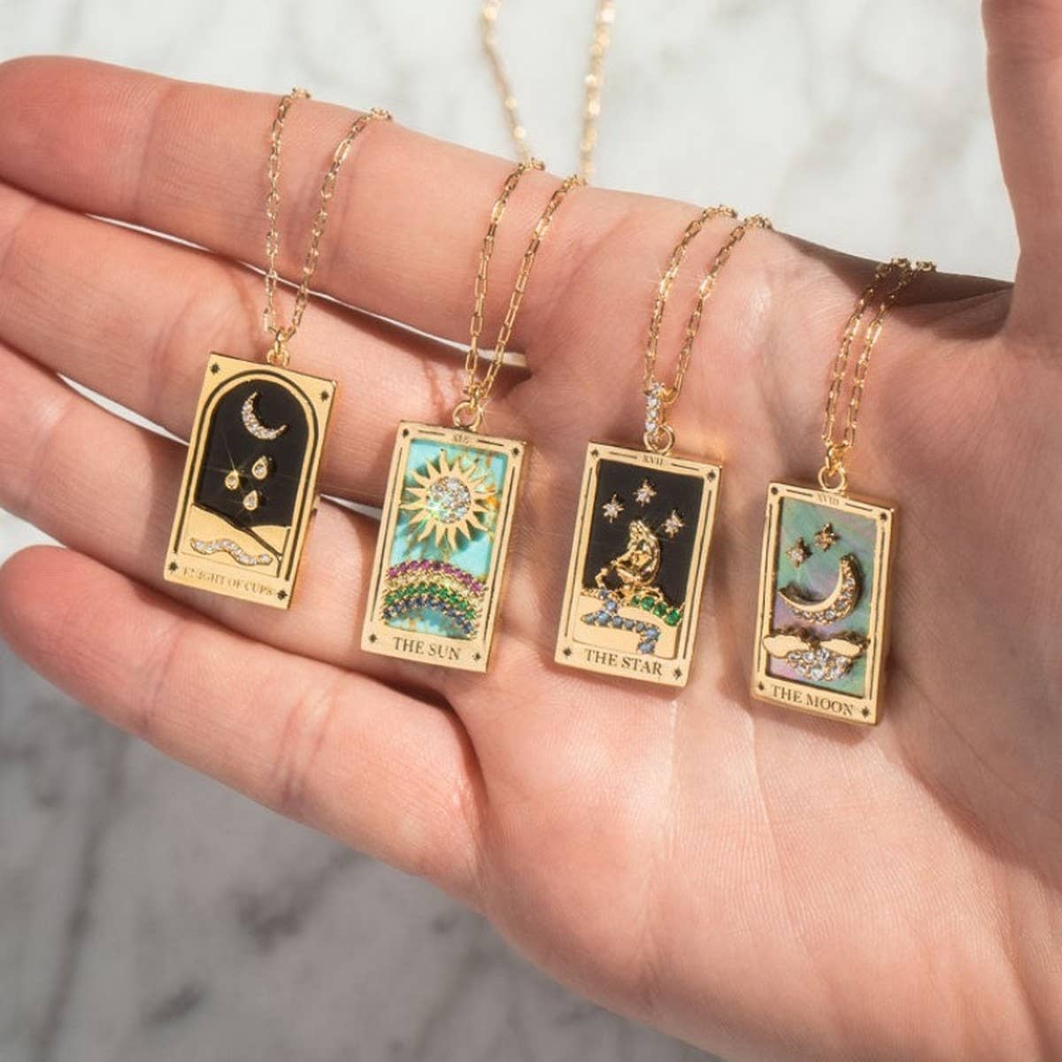 NEW RETRO DIAMOND DROP OIL SQUARE NECKLACE