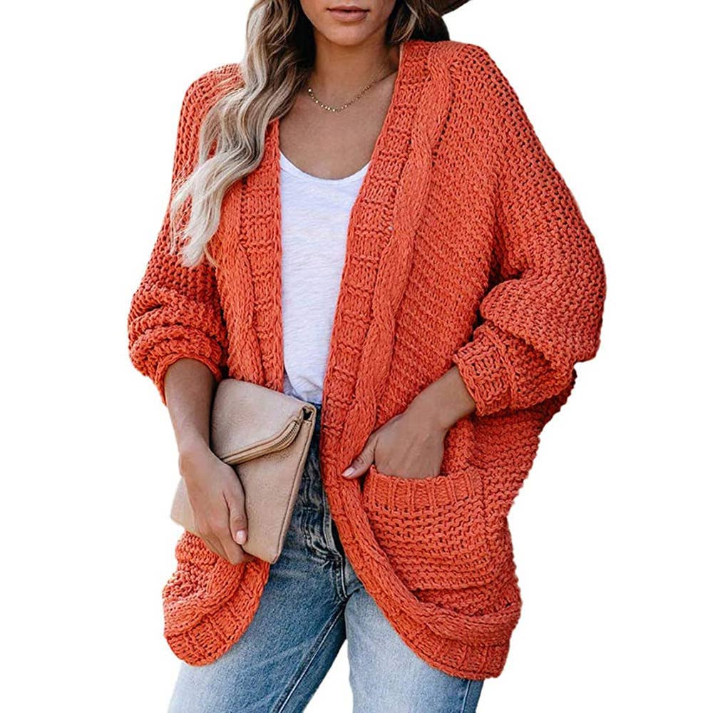 CASUAL TWIST ROPE BATSLEEVE SWEATER JACKET