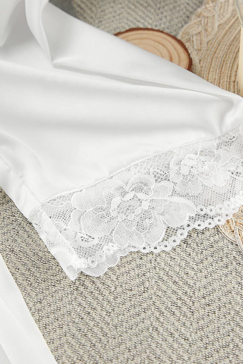 CWSPJ0401_SATIN LACE CARDIGAN TIE LONG SLEEVE NIGHTGOWN