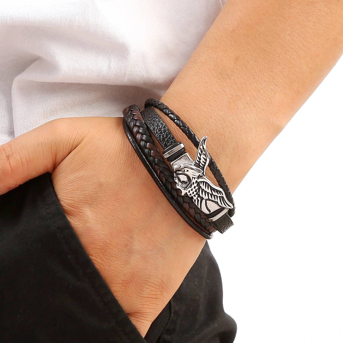 HANDWOVEN BRACELET STAINLESS STEEL MAGNET CLASP