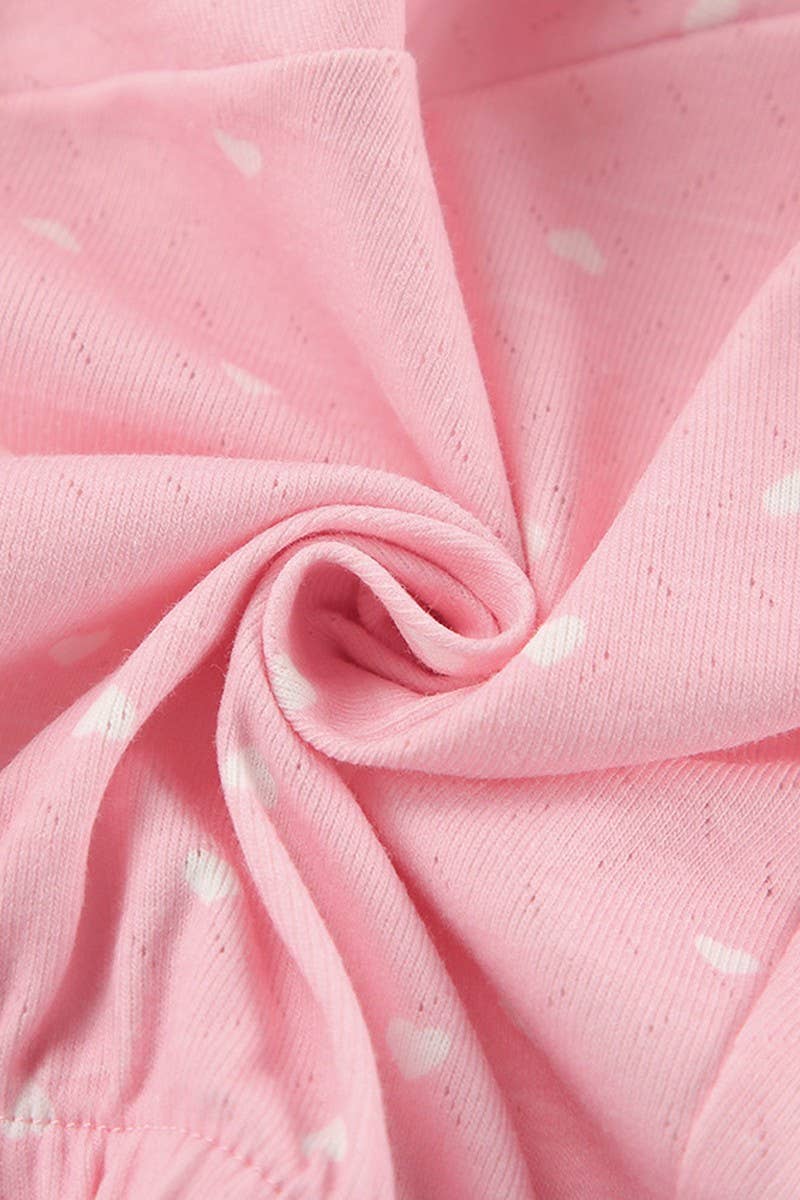 CWSPJ0206_PINK SUSPENDER SHORTS PAJAMAS HOMEWEAR SET