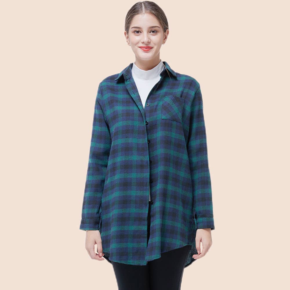 Casual checked long-sleeved shirt