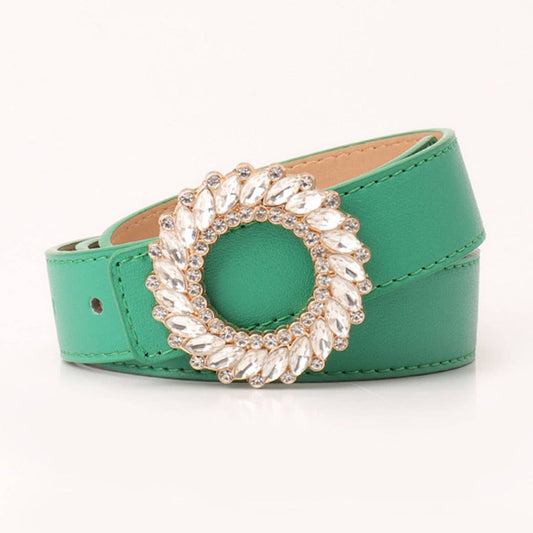 Fashionable round-button rhinestone belt