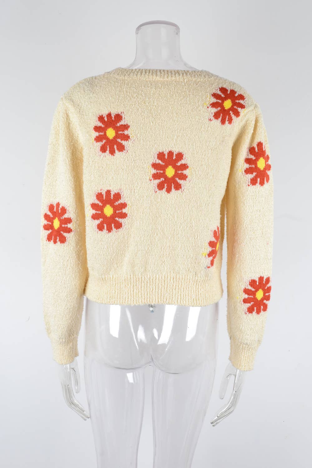 DAISIES ROUND NECK FLOWER KNIT FASHION SWEATER