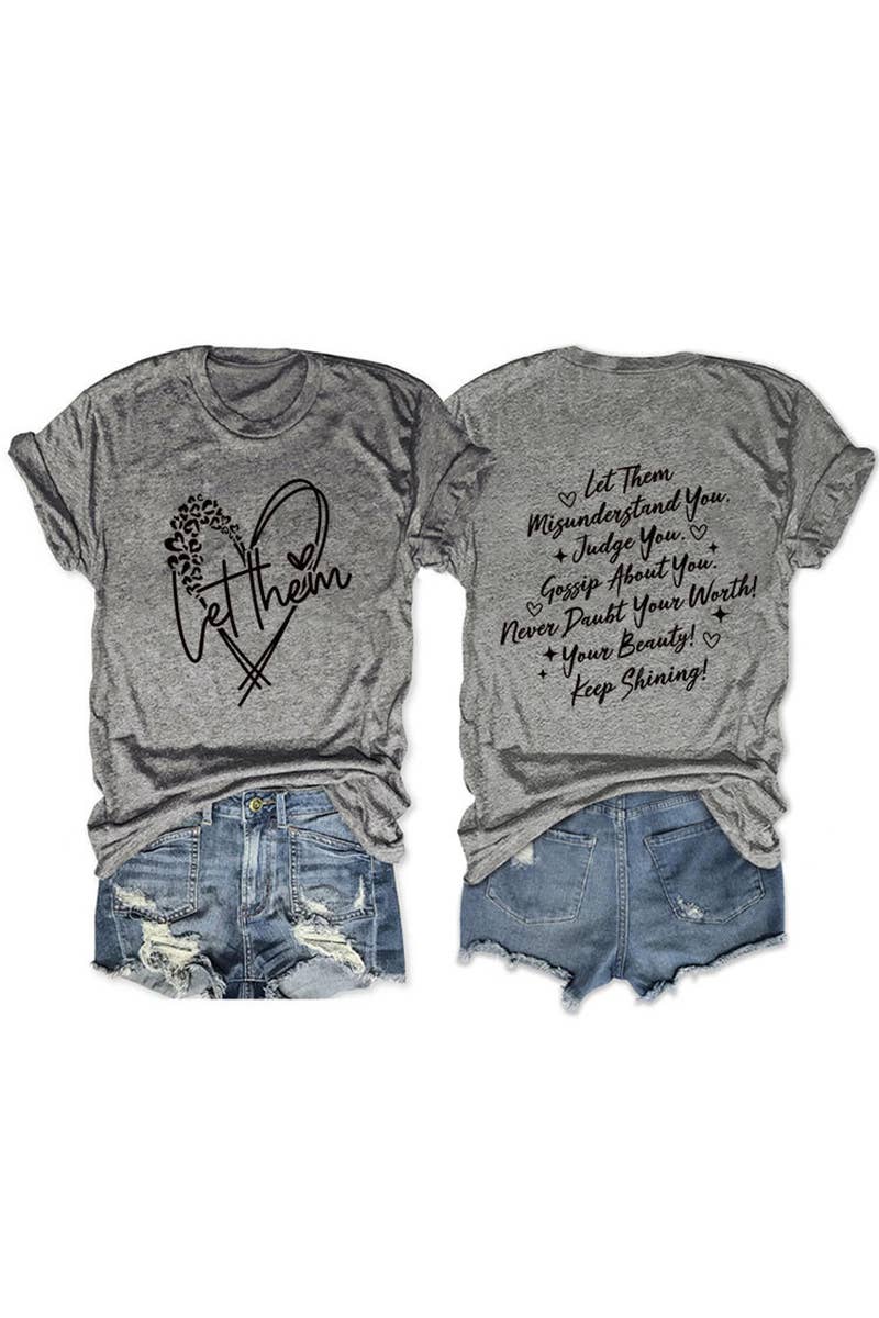 CWTTS1559_SUMMER NEW LETTER HEART PRINT CASUAL SHORT SLEEVES