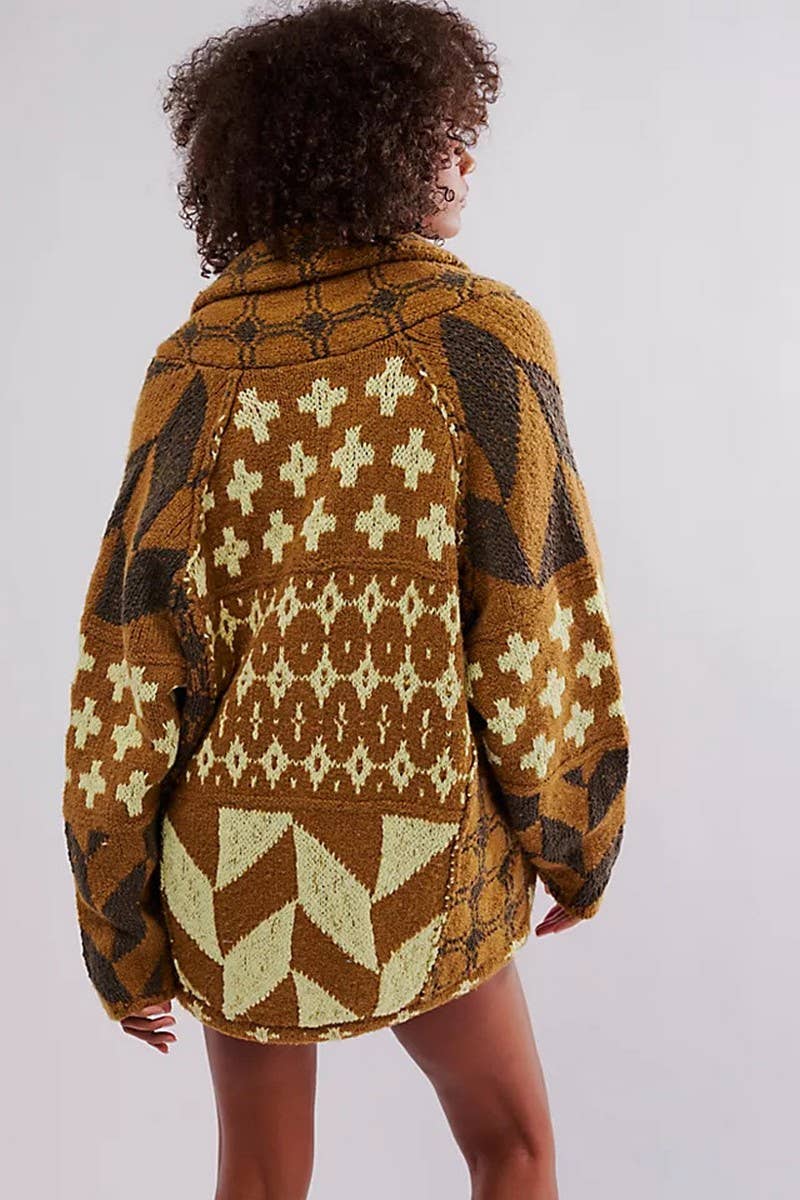 CWOSWL07748_2024 Y2K ABSTRACT PRINT COLLARED KNIT DRESS