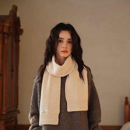100% Wool Solid Striped Knit Scarf Unisex_CWASC2333