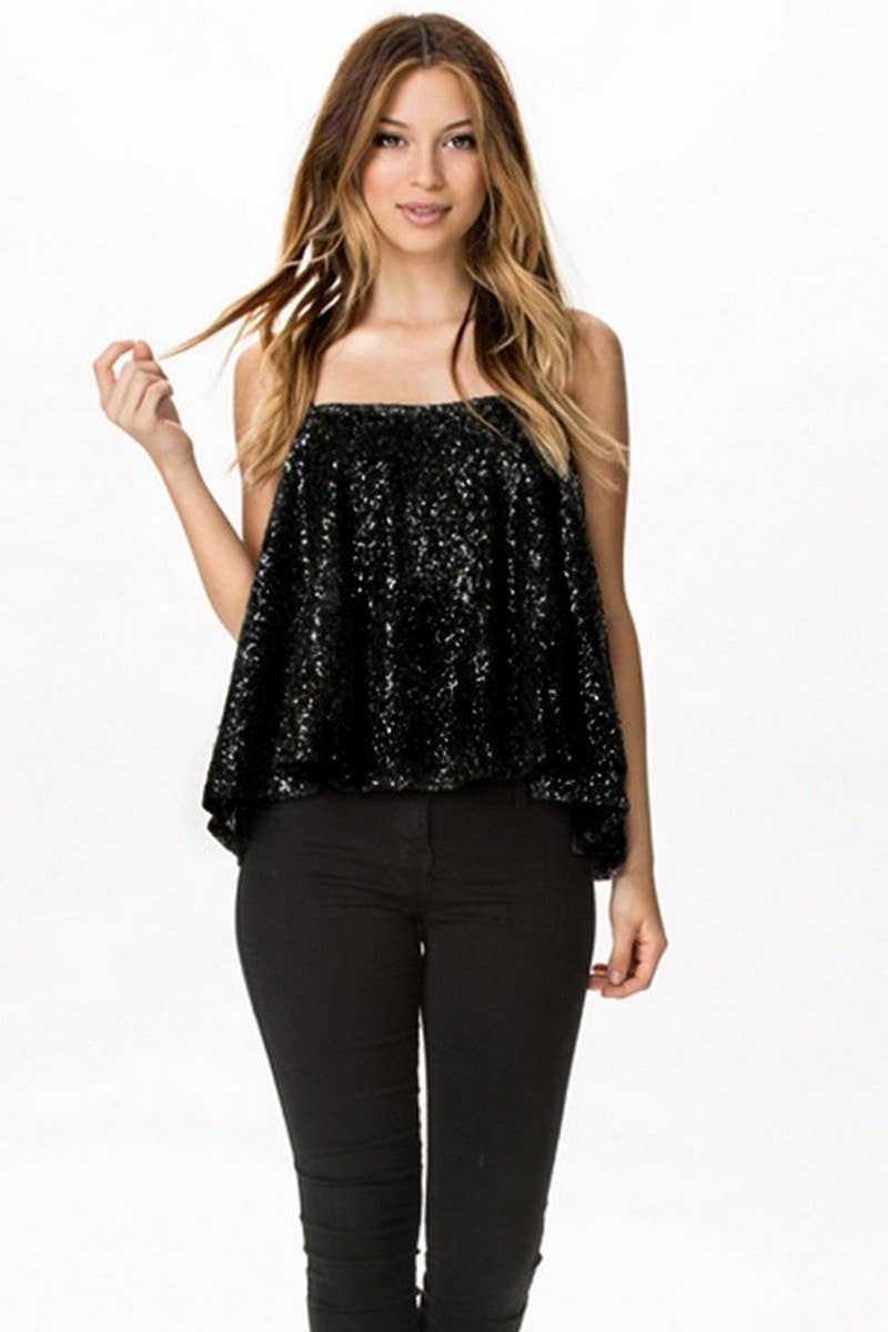 CWTHT0151_SEQUINED LOOSE TUBE STAGE CAMISOLE TOP