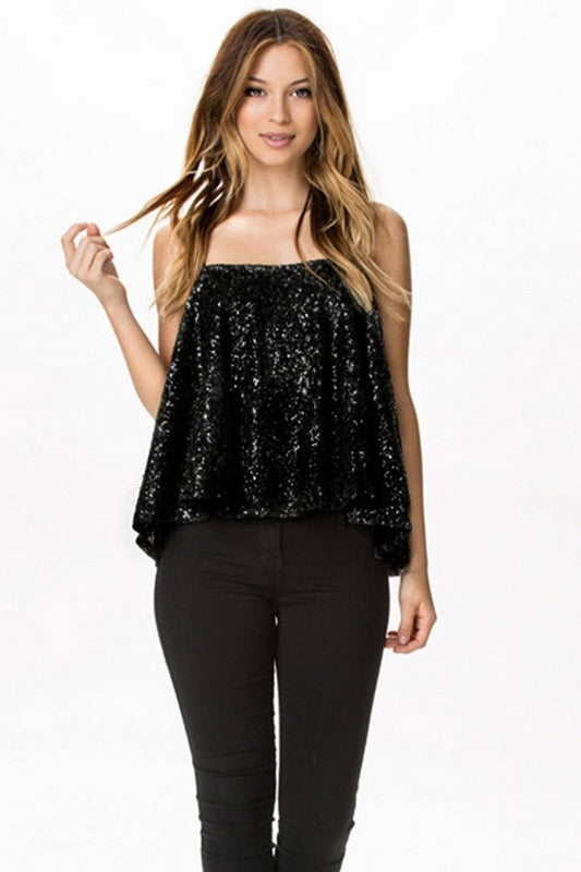 CWTHT0151_SEQUINED LOOSE TUBE STAGE CAMISOLE TOP