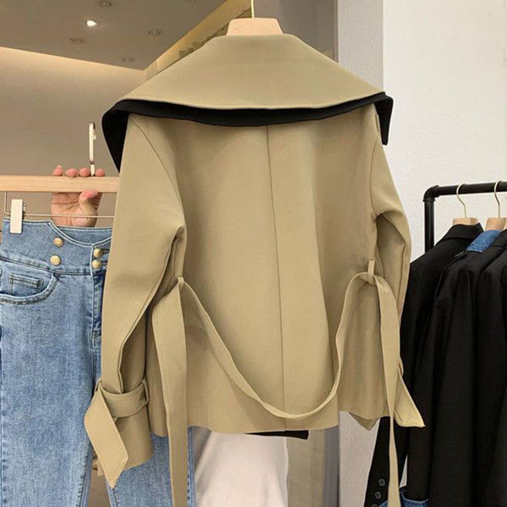 BRITISH STYLE SPELL RECEIVE WAIST TRENCH COAT