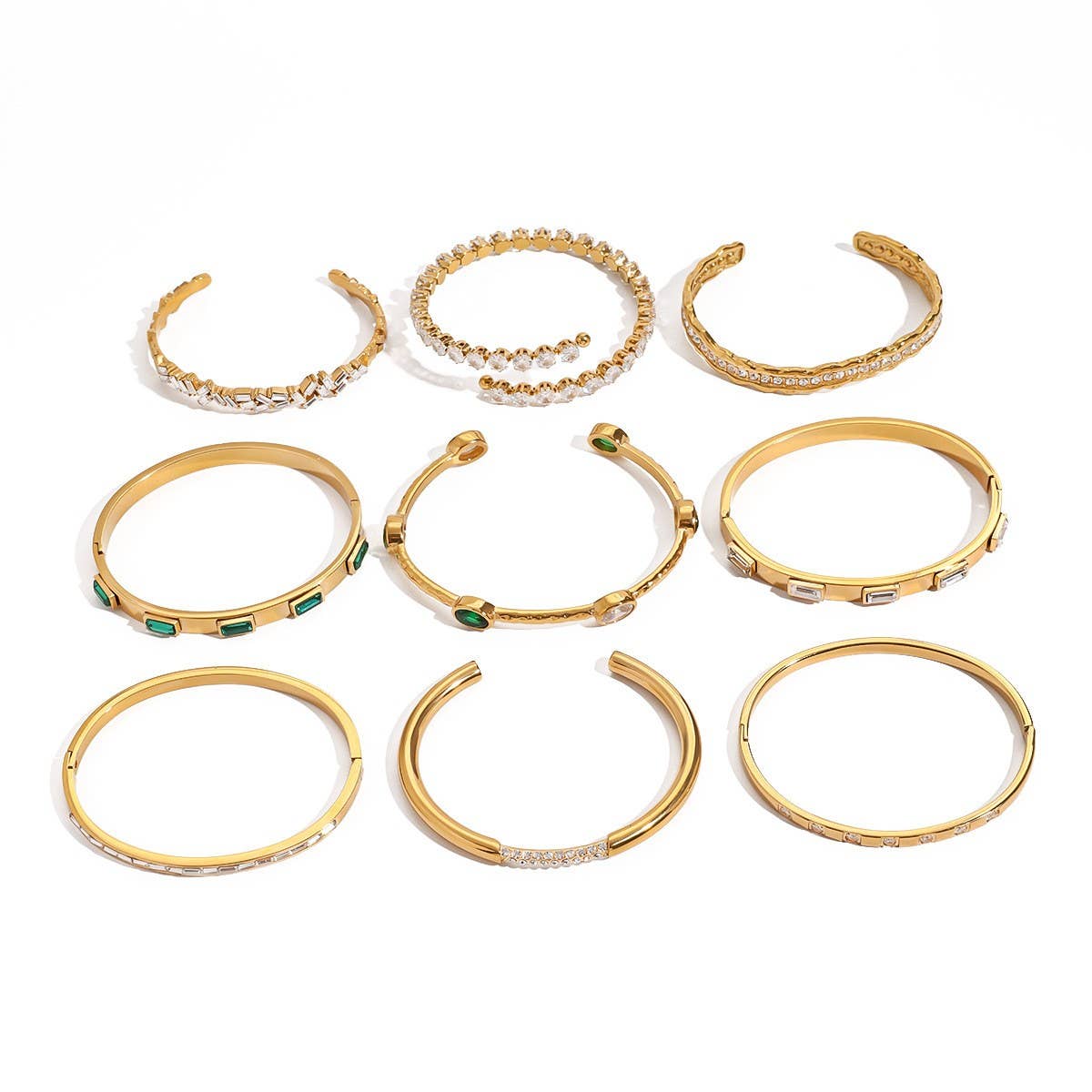 INS Zircon Open Cuff Bracelet in Stainless Steel