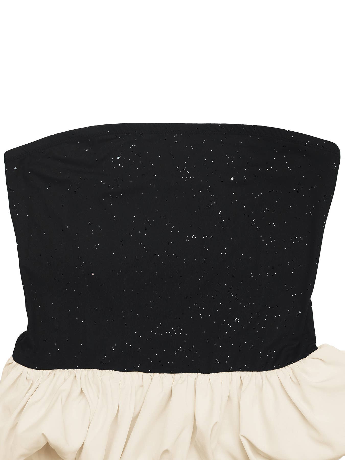 Black and white contrasting strapless top