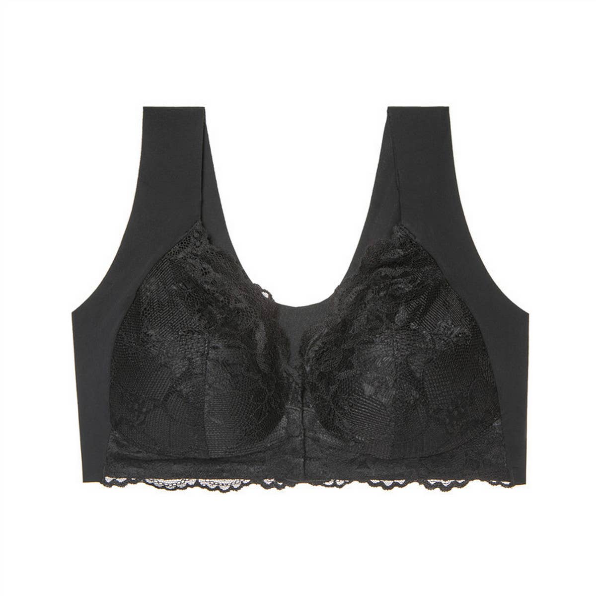 FRONT BUTTON SEAMLESS GATHERED THIN BRALETTE