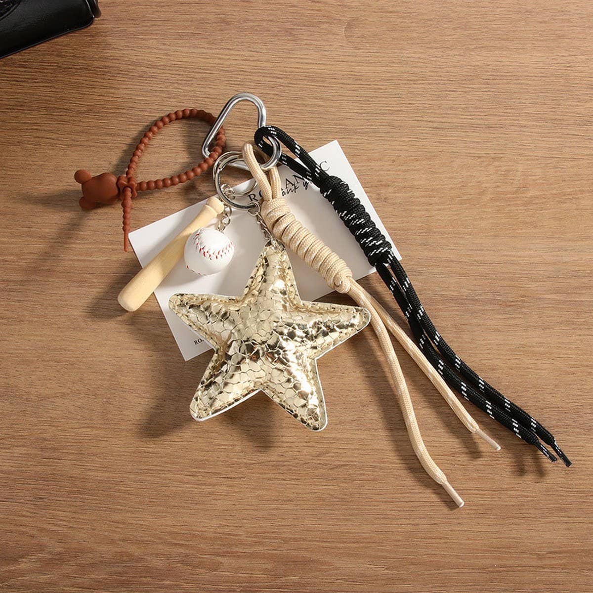 PU Star Baseball Charm ??Braided Bag & Phone Strap_CWMM7553