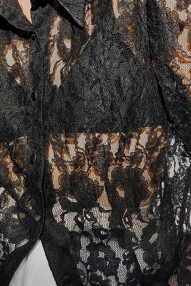 CWTSTL897_SOLID COLOR HOLLOW JACQUARD LONG-SLEEVED SHIRT