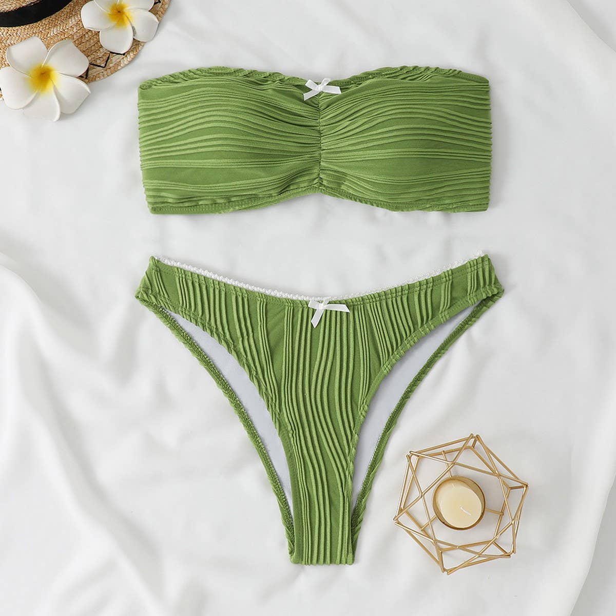 Women's Bandeau Bikini - Sexy Solid Color Swimwear