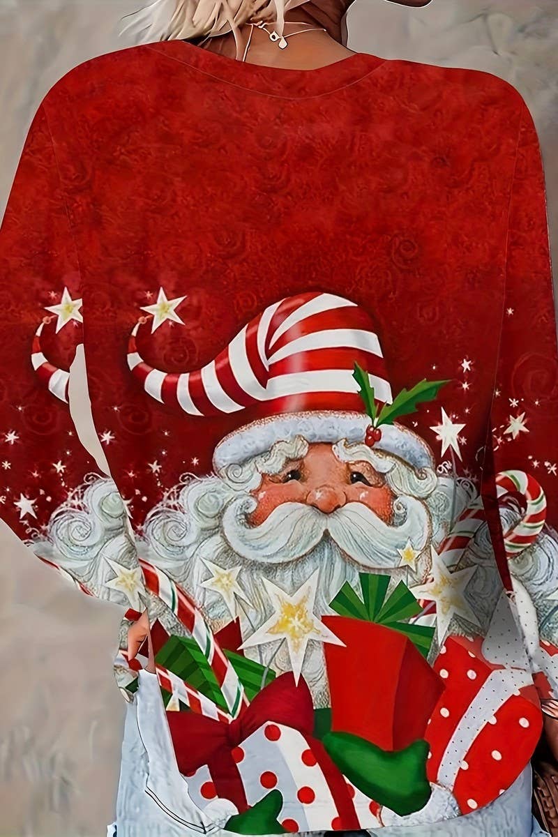 CWOSWL07610_CHRISTMAS SANTA LONG SLEEVE KNIT TOP