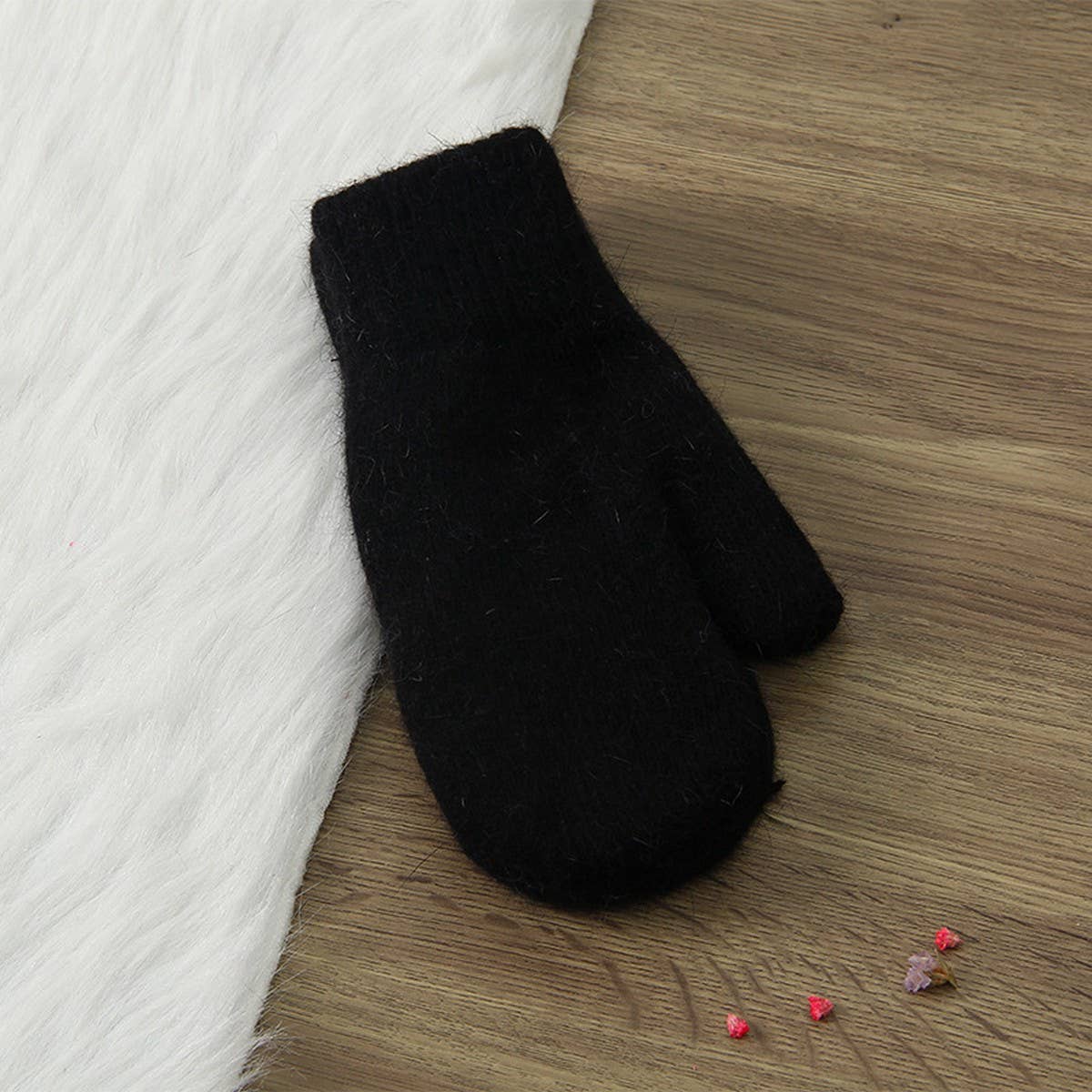 WOMEN'S SOLID COLOR RABBIT FUR FULL FINGER GLOVES_CWAG00592