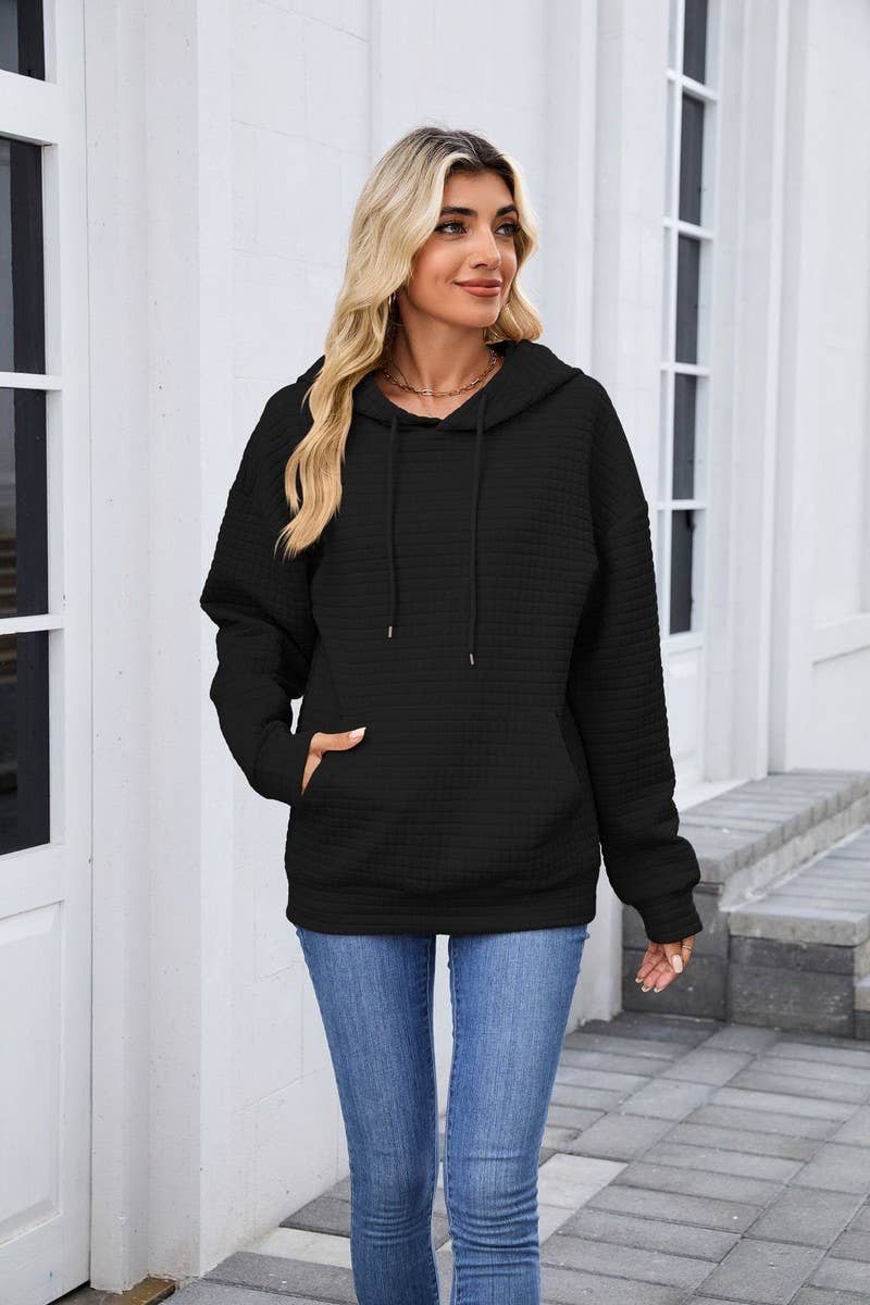 CWOHOL00659_CASUAL POCKET DRAWSTRING LONG SLEEVE HOODIE