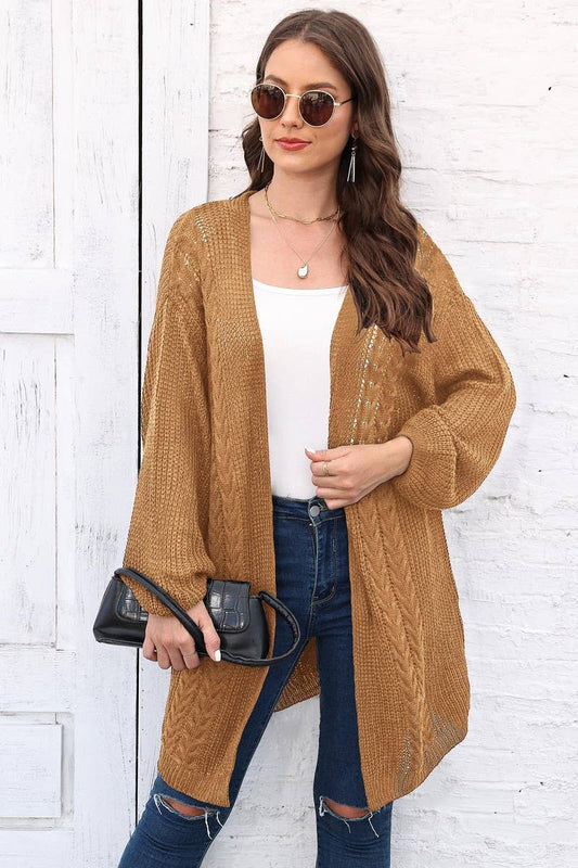 CWOSWL07343_WOMENLOOSE KNIT CARDIGAN SWEATER