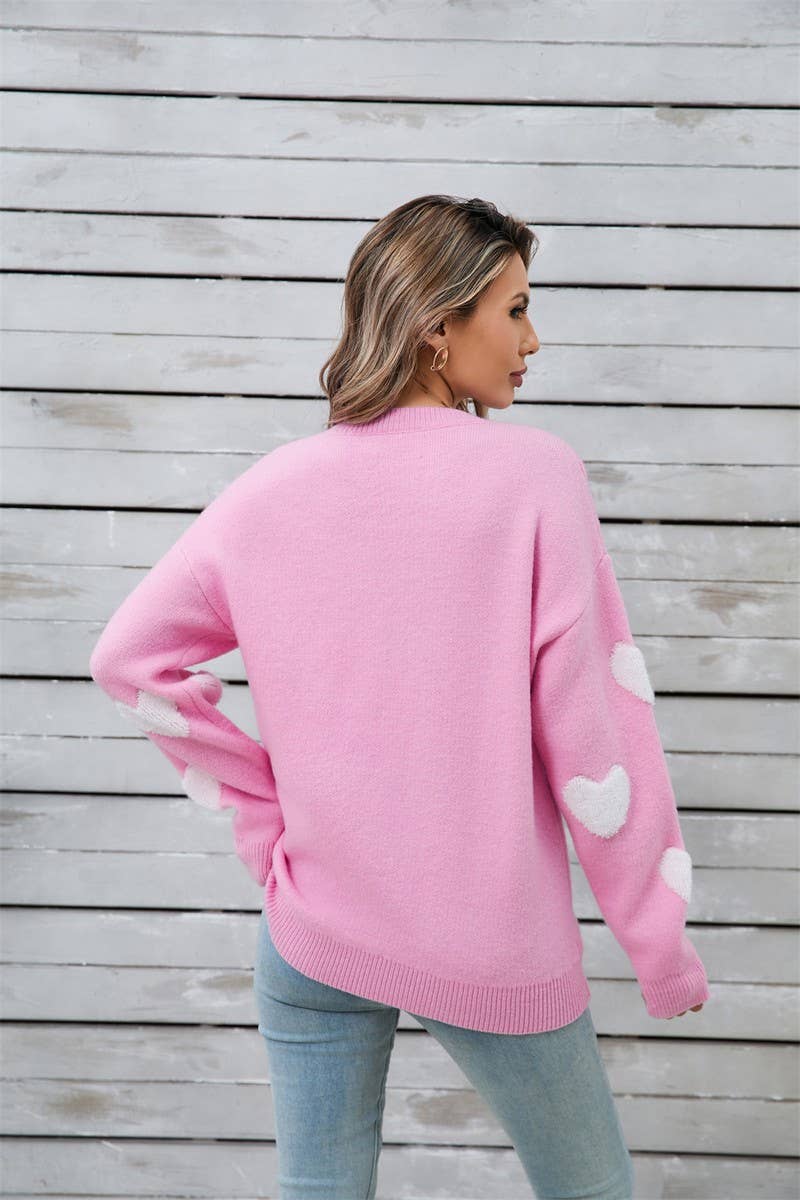 CWOSWL5785_VALENTINE'S DAY HEART LONG SLEEVE KNIT SWEATER