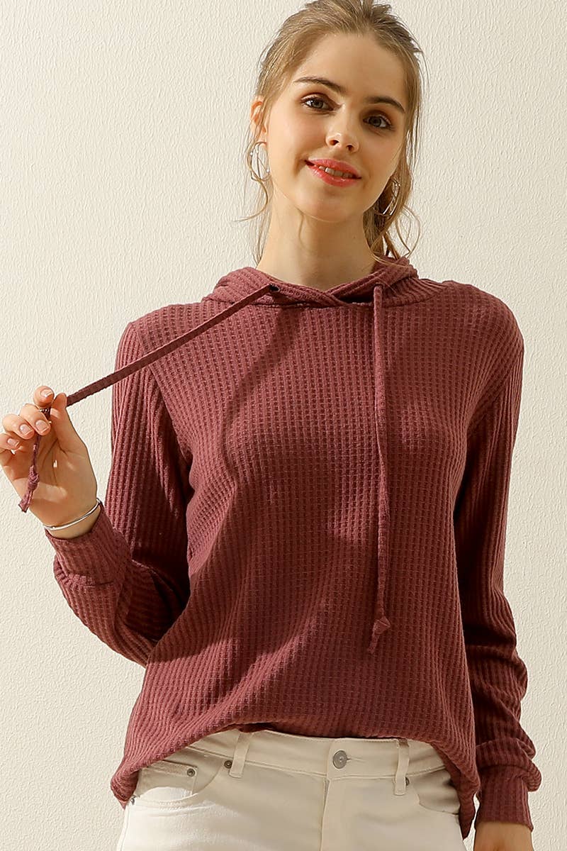 CWOHOL444-P_ PLUS SIZED HOODED WAFFLE KNIT SWEATER TOP