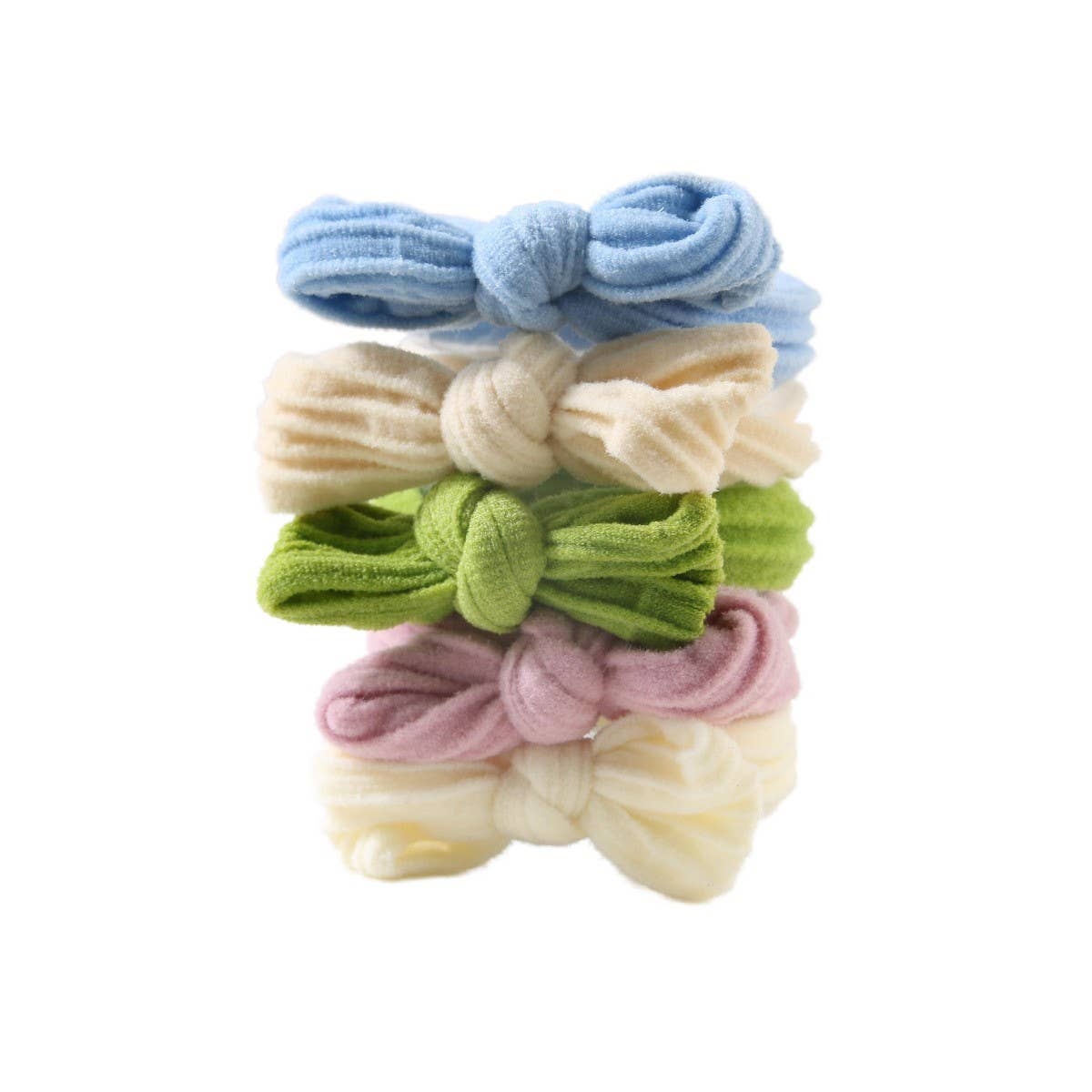 CWAHA1384_BOW HIGH STRETCH HAIR TIE ,5 PACK SET