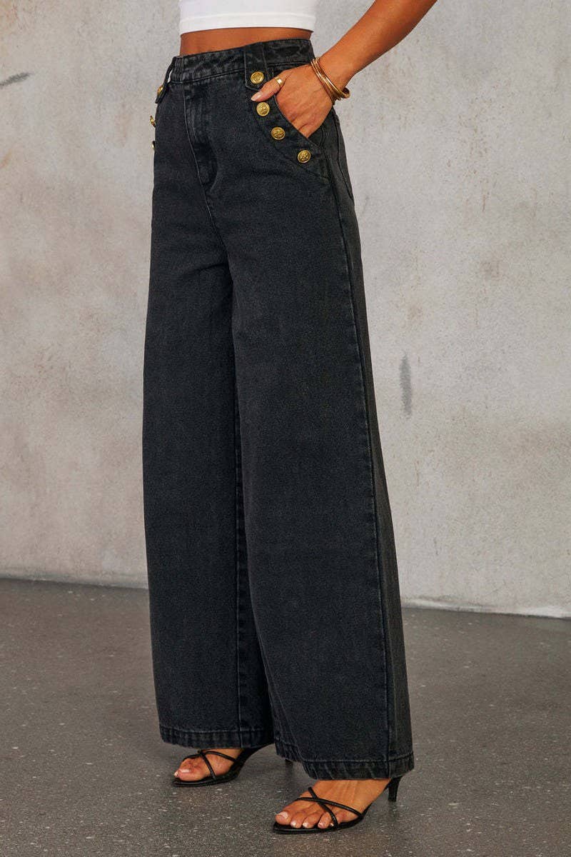 CWJP0589_SOLID LOOSE FIT FASHION WIDE LEG JEANS