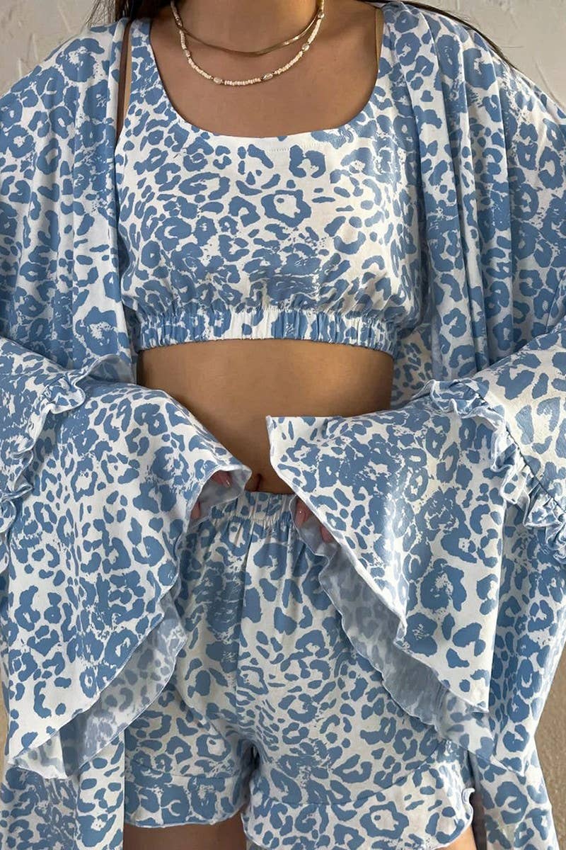 CWSPJ0414_LEOPARD PRINT LOOSE PAJAMAS THREE-PIECE SET