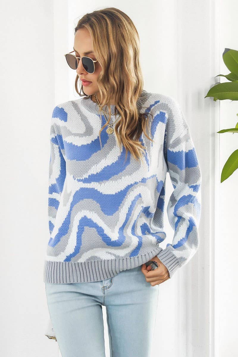 CWOSWL1804_Crew Neck Long Sleeve Pullover Sweater