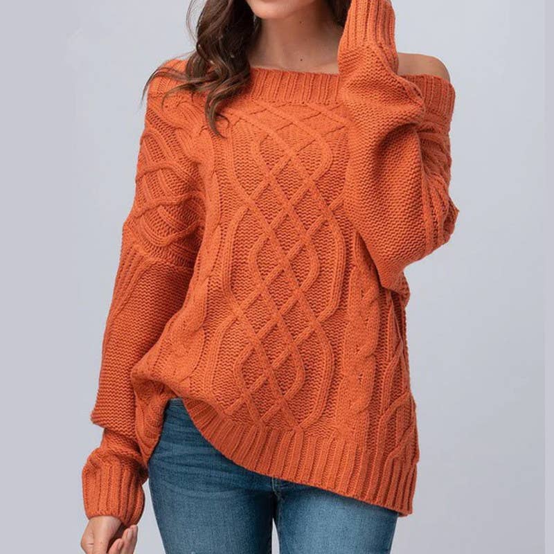 CREWNECK PULLOVER TWIST SWEATER LOOSE KNIT