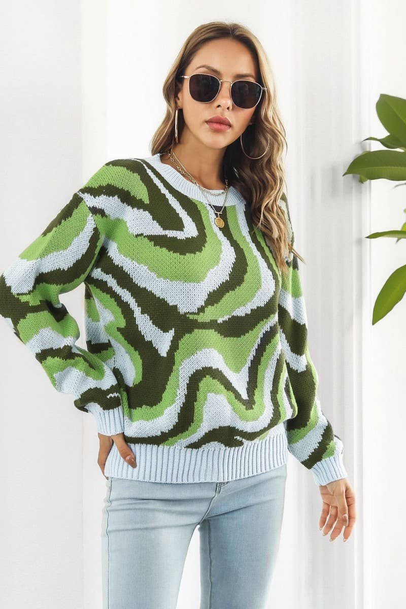 CWOSWL1804_Crew Neck Long Sleeve Pullover Sweater